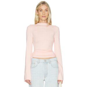 Camila Coelho Pauline Mock Neck Sweater in Light Pink Medium NWT Womens